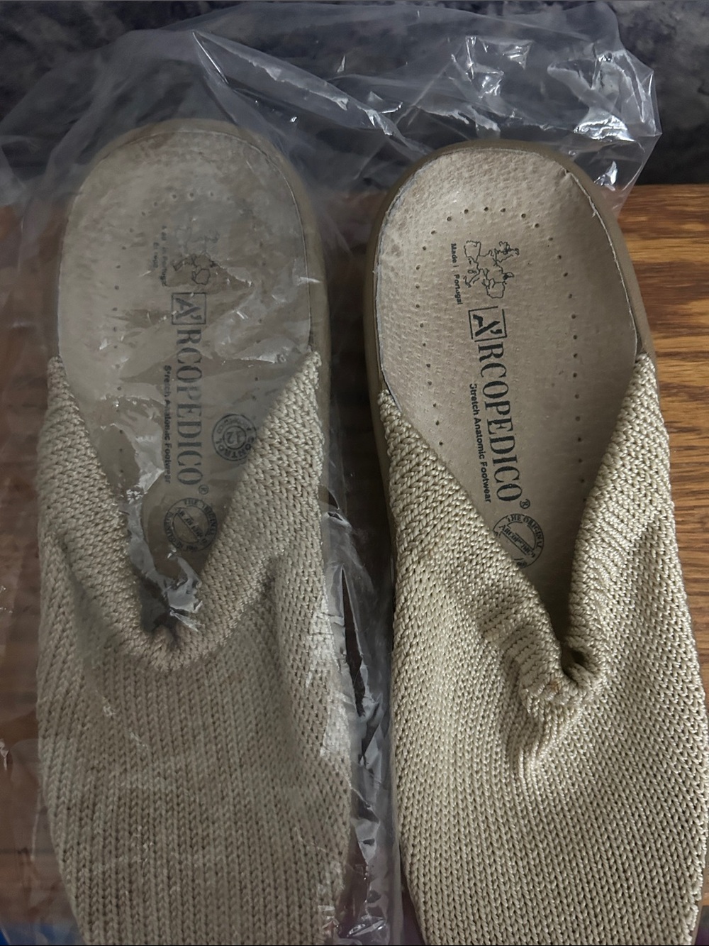 Arcopedico Knit Slip-On Mules in Beige
